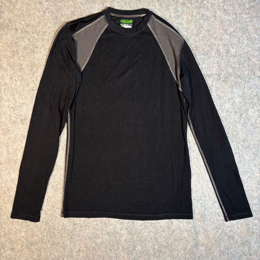 Cariloha Bamboo Fit Performance Top Mens M Black Long Sleeve Athletic Shirt Base